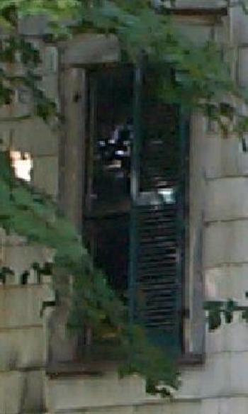 evil clown in window